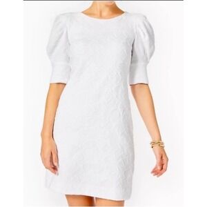 Lilly Pulitzer Knowles‎ Dress  M/L  White Puff Sleeve Beach Stretchy